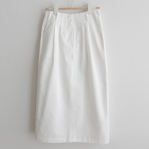 23S/S) Pintuck Cotton Long Skirt