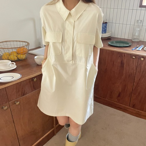 High quality) Flat cotton mini dress